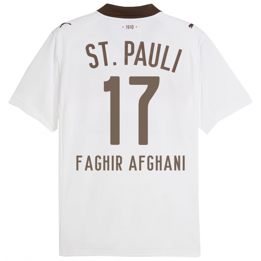 ילדים Younan Faghir Afghani #17 לבן אדום הרחק ג'רזי 2025/26 חולצה קצרה