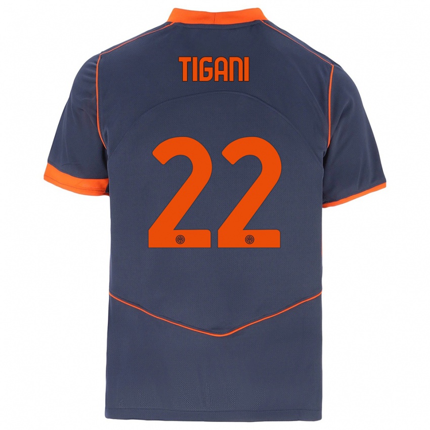 ילדים Edoardo Tigani #22 אפור כתום ג'רזי קיט שלישי 2025/26 חולצה קצרה