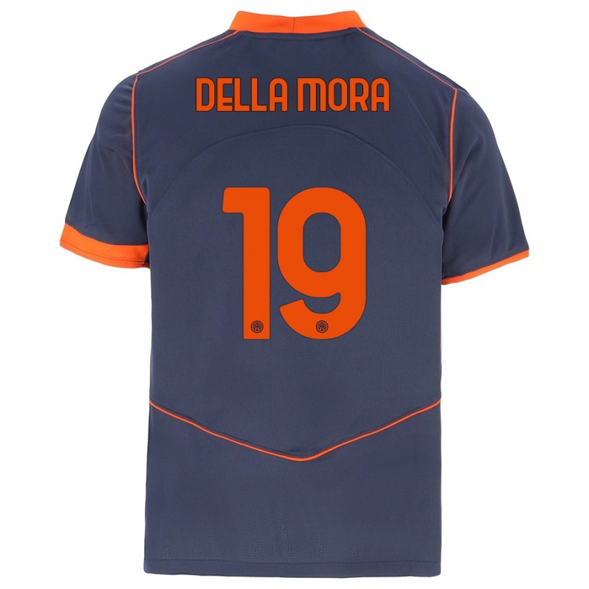 ילדים טומאסו דלה מורה #19 אפור כתום ג'רזי קיט שלישי 2025/26 חולצה קצרה