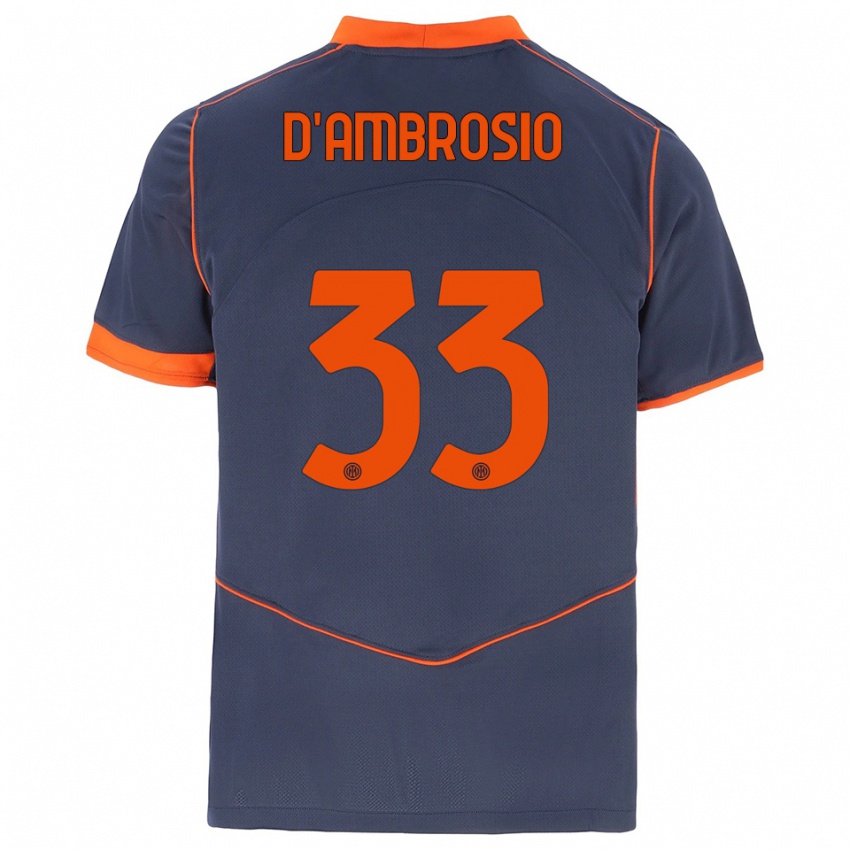 ילדים דנילו דאמברוסיו #33 אפור כתום ג'רזי קיט שלישי 2025/26 חולצה קצרה