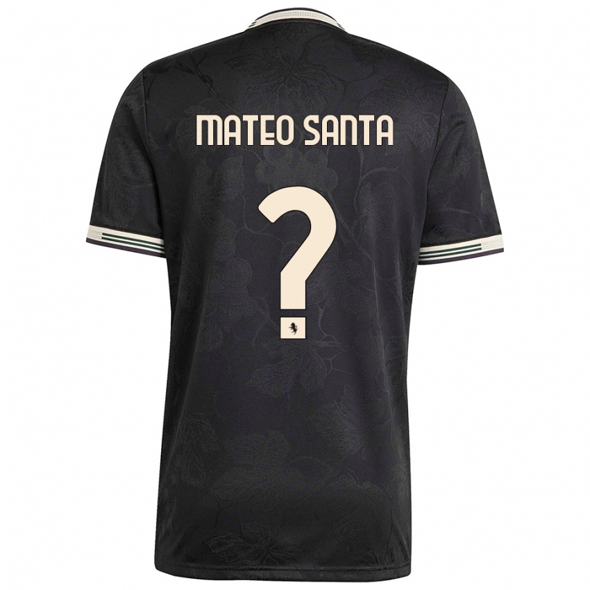 ילדים Mateo Santa Maria #0 שחור לבן ירוק ג'רזי קיט שלישי 2025/26 חולצה קצרה