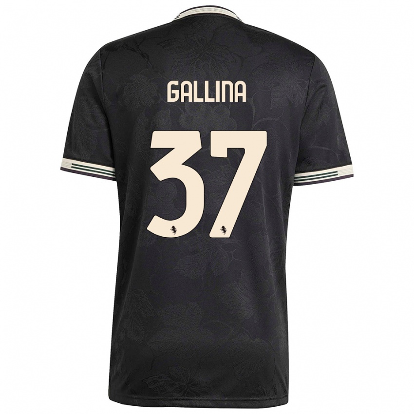 ילדים Arianna Gallina #37 שחור לבן ירוק ג'רזי קיט שלישי 2025/26 חולצה קצרה