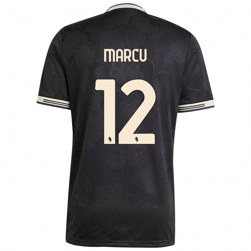 ילדים Alessio Marcu #12 שחור לבן ירוק ג'רזי קיט שלישי 2025/26 חולצה קצרה