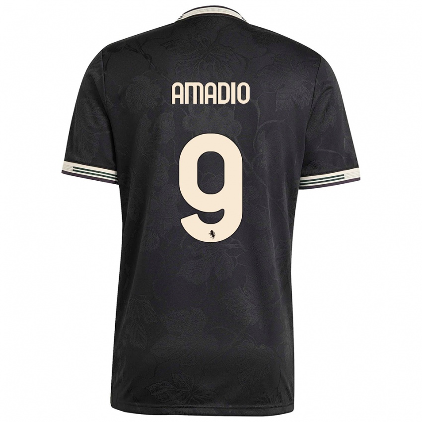 ילדים Alex Amadio #9 שחור לבן ירוק ג'רזי קיט שלישי 2025/26 חולצה קצרה