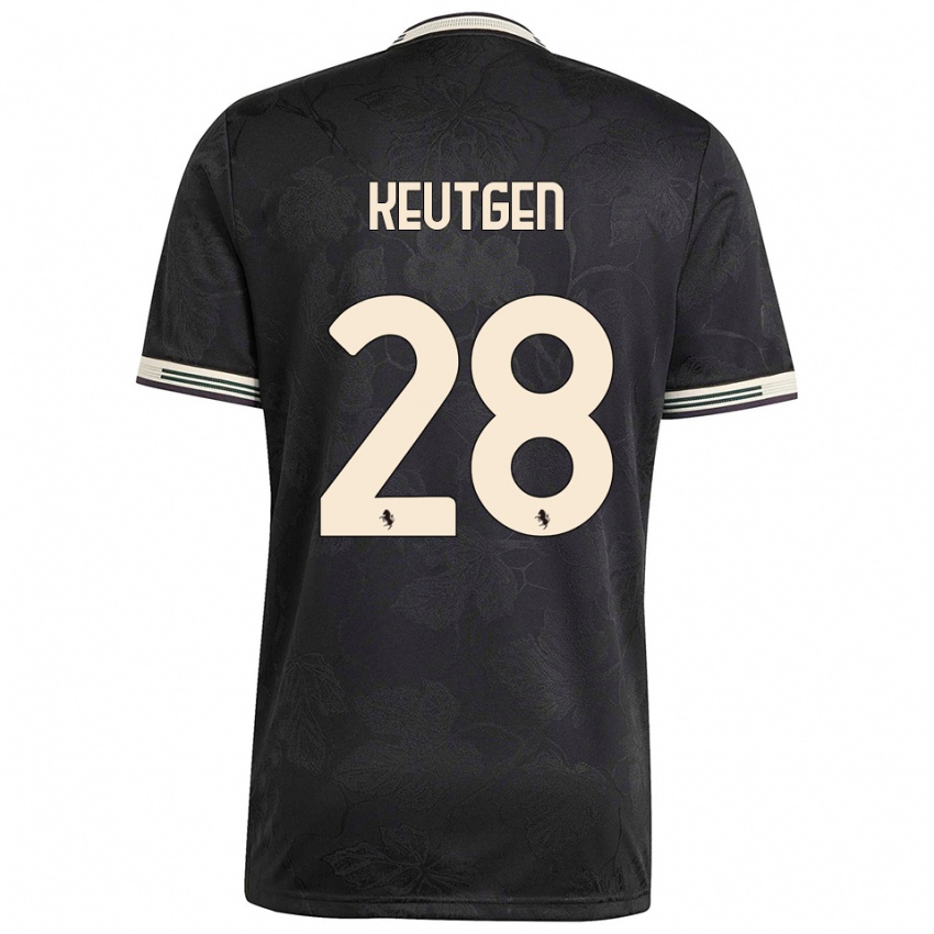 ילדים Enzo Keutgen #28 שחור לבן ירוק ג'רזי קיט שלישי 2025/26 חולצה קצרה