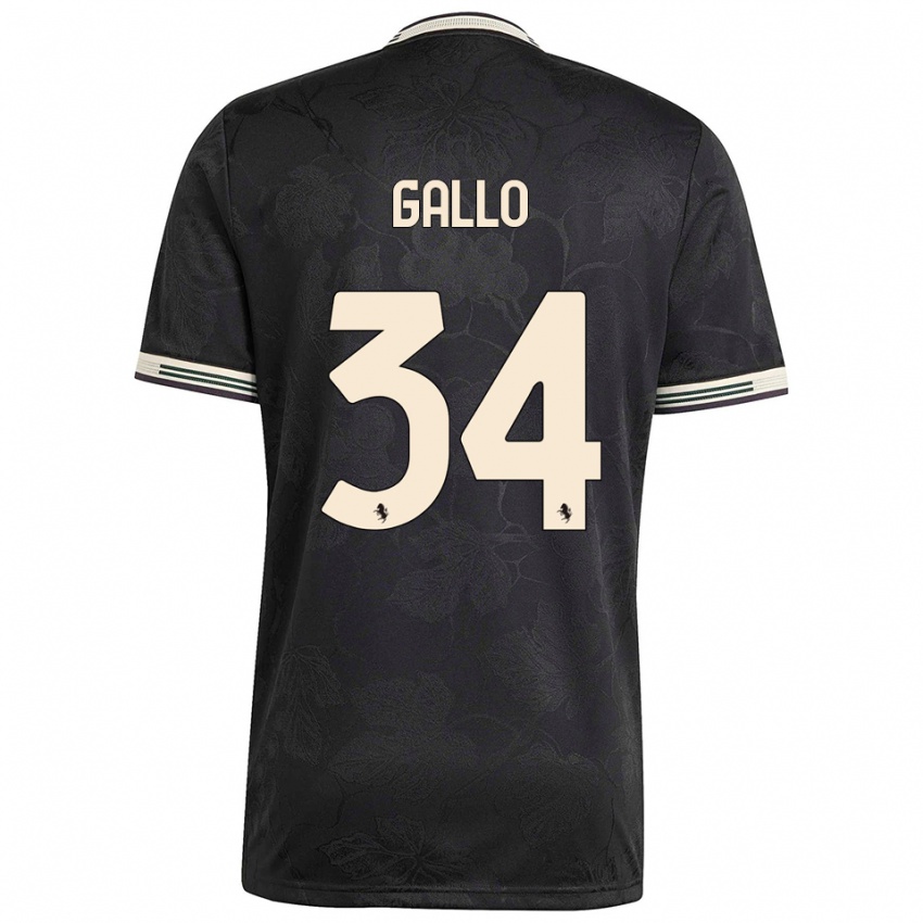 ילדים Azzurra Gallo #34 שחור לבן ירוק ג'רזי קיט שלישי 2025/26 חולצה קצרה