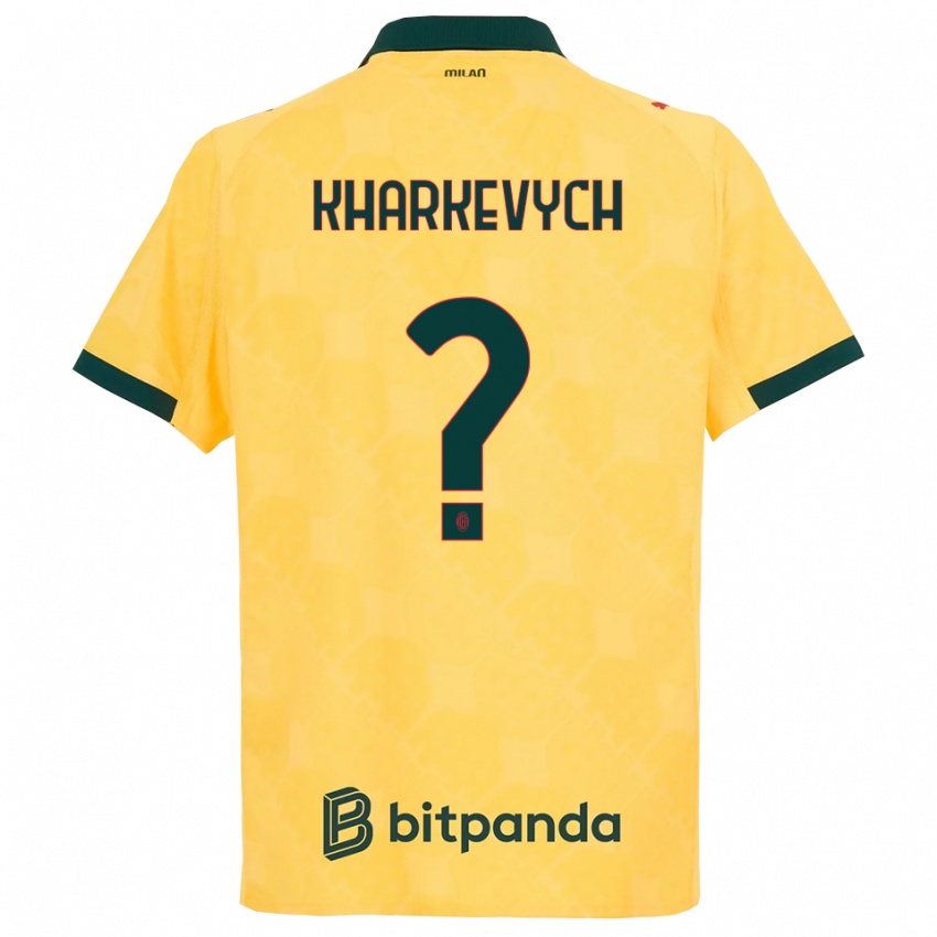 ילדים Yaroslav Kharkevych #0 צהוב שחור ג'רזי קיט שלישי 2025/26 חולצה קצרה