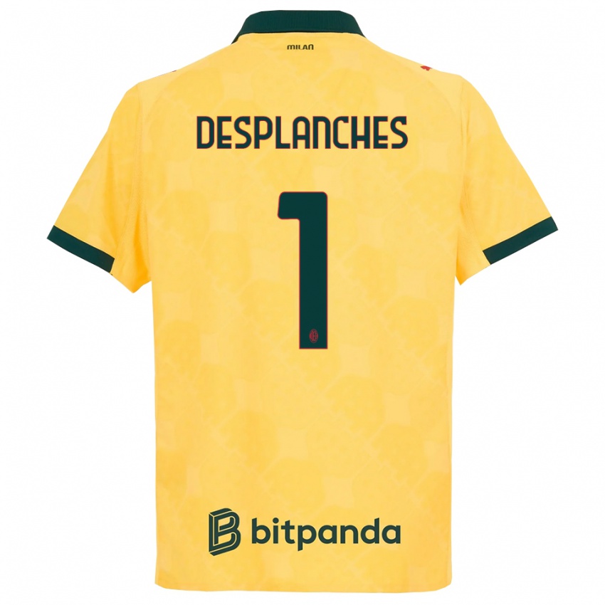 ילדים סבסטיאנו דפלאנש #1 צהוב שחור ג'רזי קיט שלישי 2025/26 חולצה קצרה