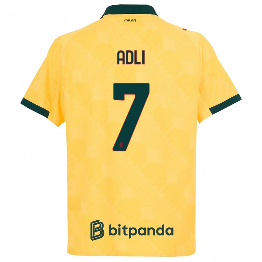 ילדים יאסין עדלי #7 צהוב שחור ג'רזי קיט שלישי 2025/26 חולצה קצרה