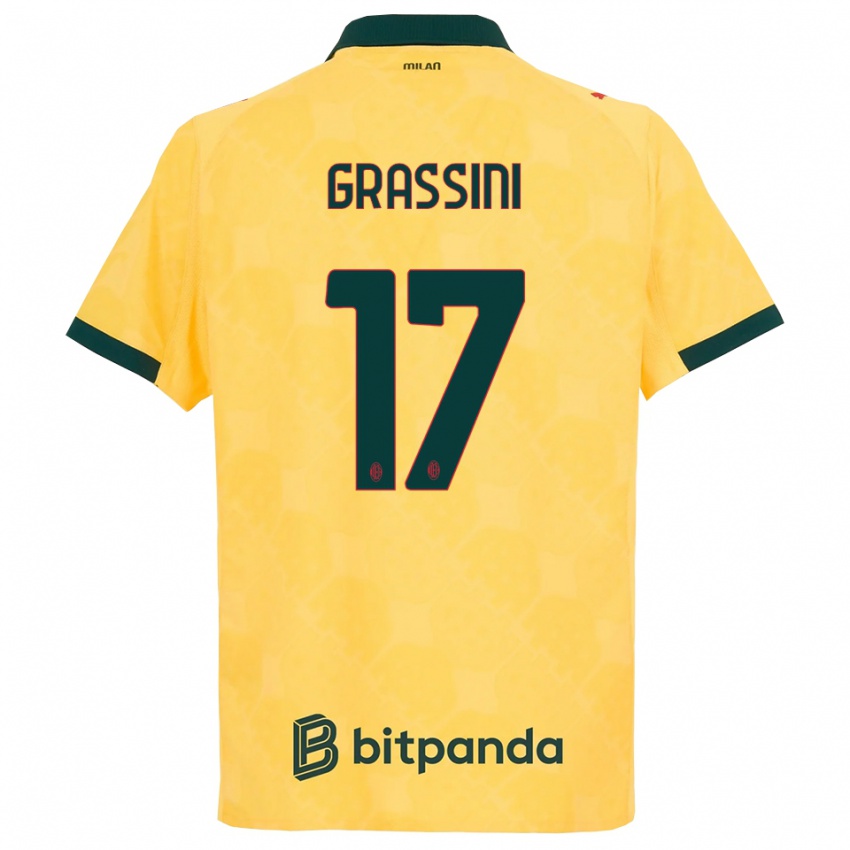 ילדים Riccardo Grassini #17 צהוב שחור ג'רזי קיט שלישי 2025/26 חולצה קצרה