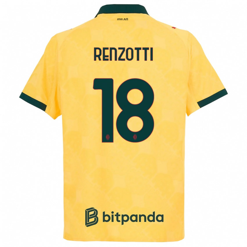 ילדים Monica Renzotti #18 צהוב שחור ג'רזי קיט שלישי 2025/26 חולצה קצרה