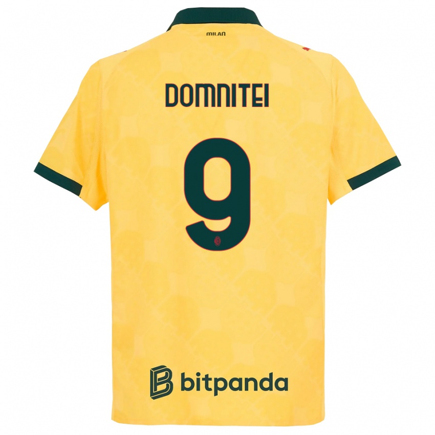 ילדים Francesco Domniței #9 צהוב שחור ג'רזי קיט שלישי 2025/26 חולצה קצרה