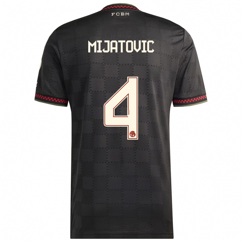 ילדים רוקו מיאטוביץ׳ #4 שחור לבן ג'רזי קיט שלישי 2025/26 חולצה קצרה
