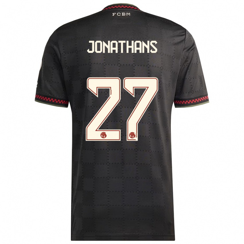 ילדים דוד ג'ונתנס #27 שחור לבן ג'רזי קיט שלישי 2025/26 חולצה קצרה