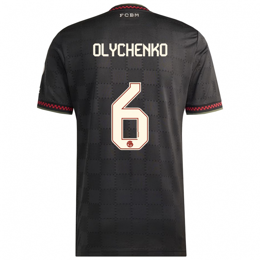 ילדים Bogdan Olychenko #6 שחור לבן ג'רזי קיט שלישי 2025/26 חולצה קצרה