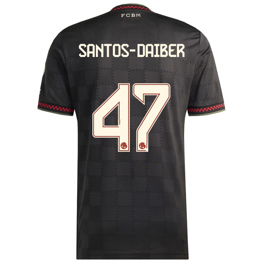 ילדים David Santos-Daiber #47 שחור לבן ג'רזי קיט שלישי 2025/26 חולצה קצרה
