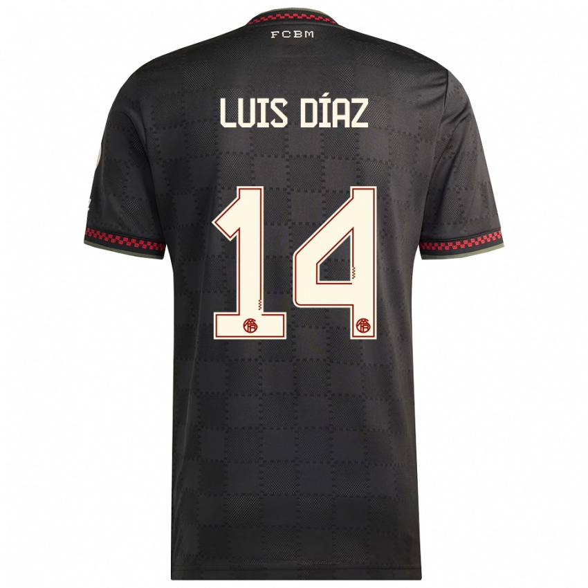ילדים לואיס דיאס #14 שחור לבן ג'רזי קיט שלישי 2025/26 חולצה קצרה
