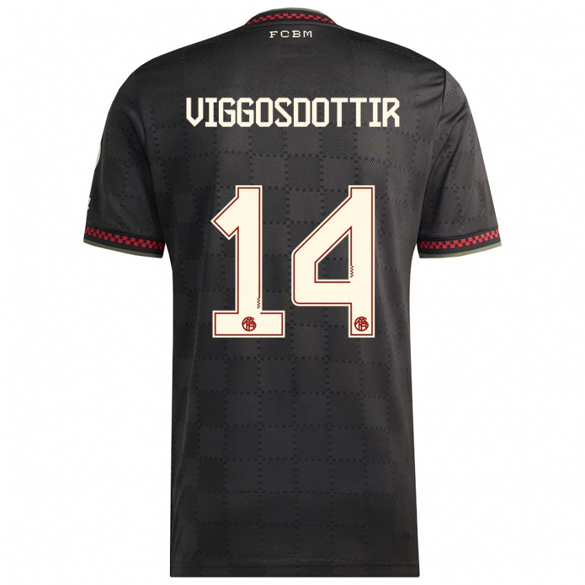 ילדים גלודיס פרלה ויגוסדוטיר #14 שחור לבן ג'רזי קיט שלישי 2025/26 חולצה קצרה