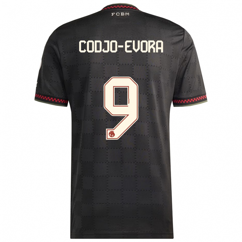 ילדים Noah Codjo-Evora #9 שחור לבן ג'רזי קיט שלישי 2025/26 חולצה קצרה