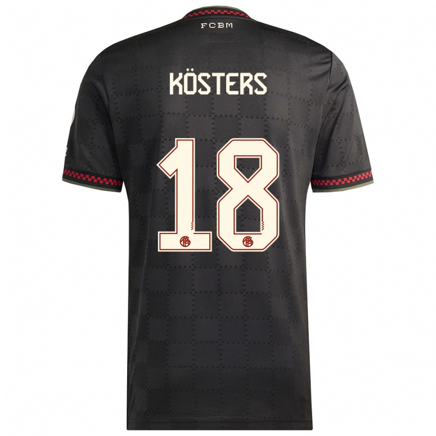 ילדים Matthias Kösters #18 שחור לבן ג'רזי קיט שלישי 2025/26 חולצה קצרה