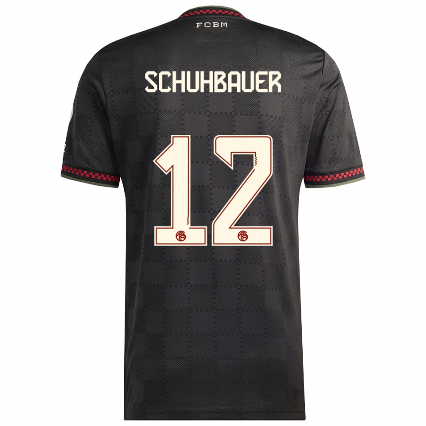 ילדים מקסימיליאן שוחבאוור #12 שחור לבן ג'רזי קיט שלישי 2025/26 חולצה קצרה