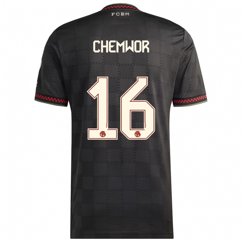 ילדים סאדיקי צ׳מוור #16 שחור לבן ג'רזי קיט שלישי 2025/26 חולצה קצרה