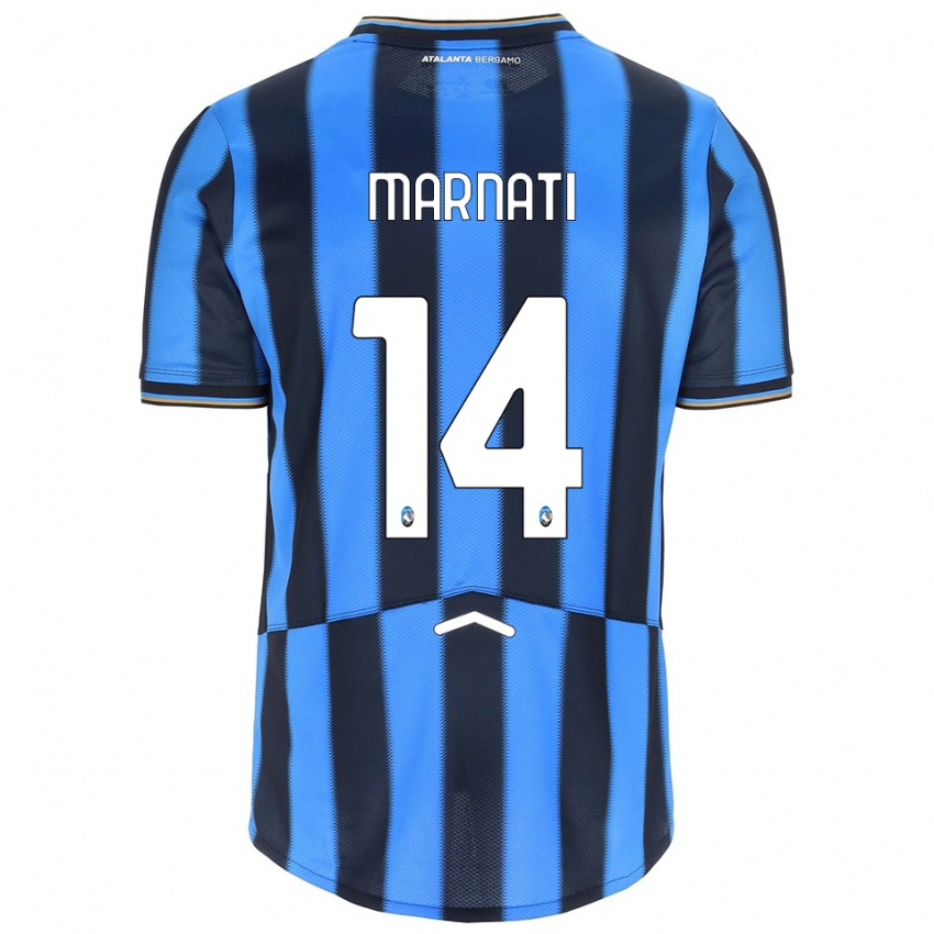 גברים Sebastiano Marnati #14 תכלת שחור ג'רזי ביתית 2025/26 חולצה קצרה