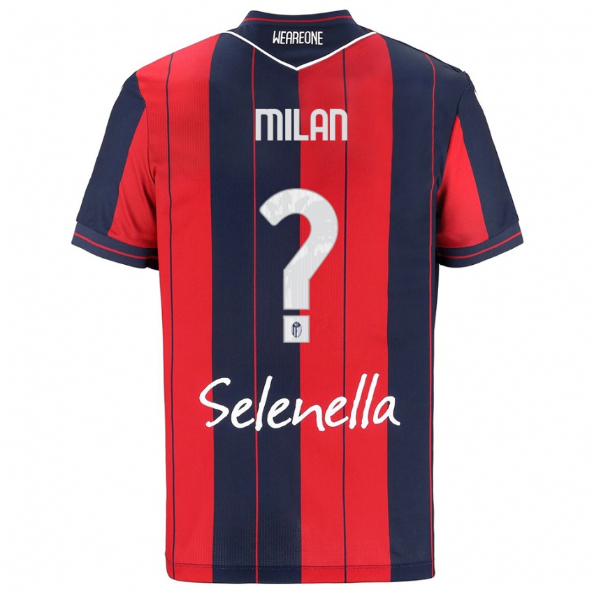 גברים Riccardo Milan #0 אדום נייבי ג'רזי ביתית 2025/26 חולצה קצרה
