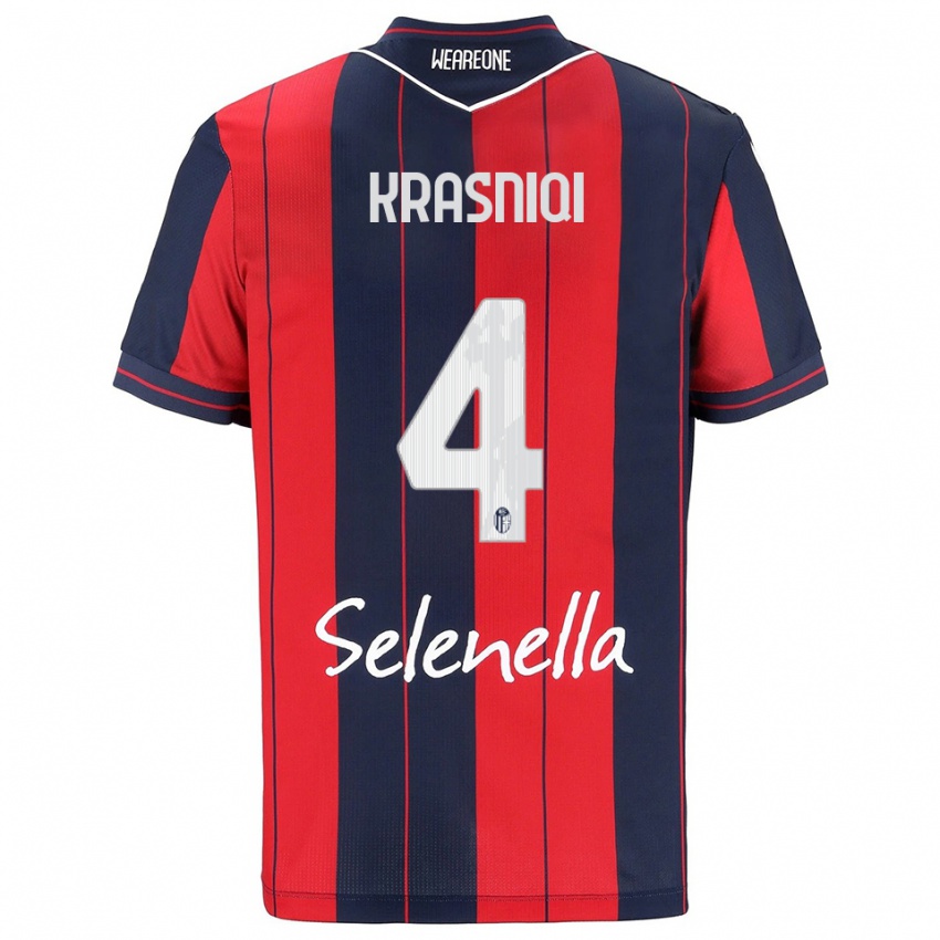 גברים Besalet Krasniqi #4 אדום נייבי ג'רזי ביתית 2025/26 חולצה קצרה