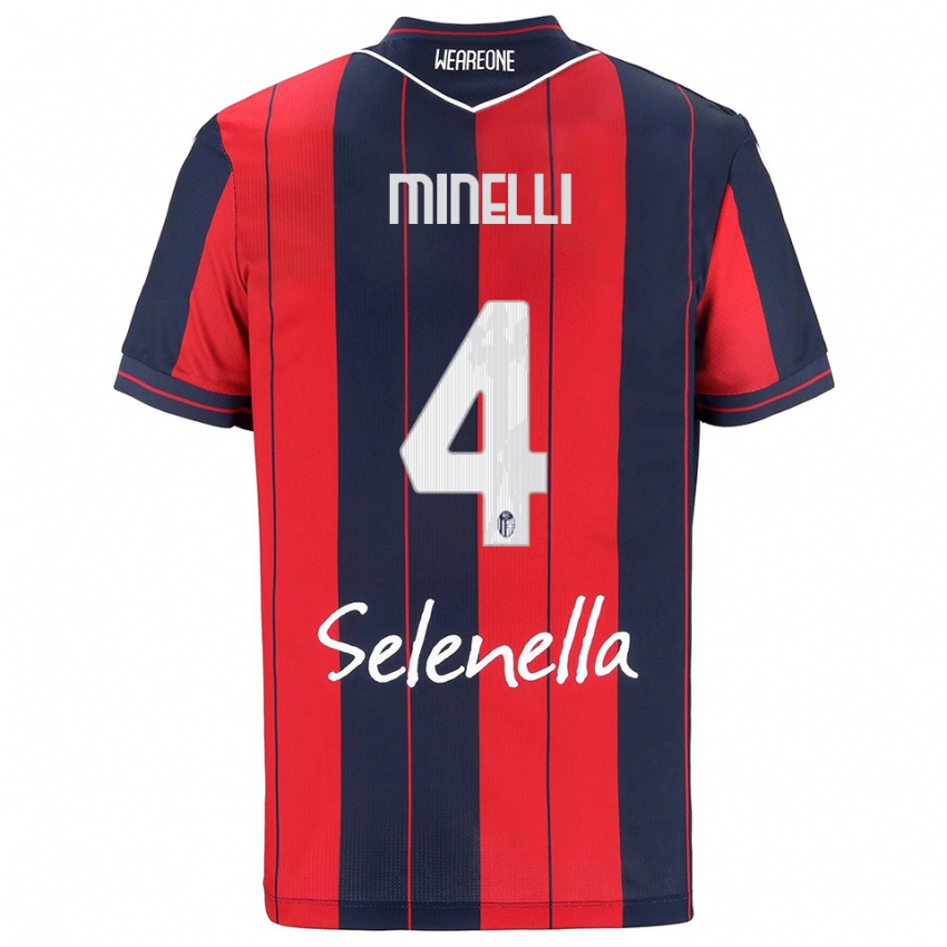 גברים Leo Minelli #4 אדום נייבי ג'רזי ביתית 2025/26 חולצה קצרה