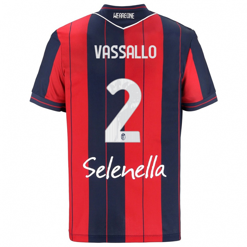 גברים Giacomo Vassallo #2 אדום נייבי ג'רזי ביתית 2025/26 חולצה קצרה