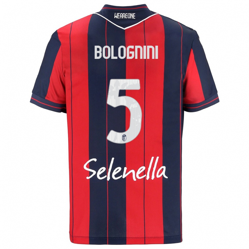 גברים Andrea Bolognini #5 אדום נייבי ג'רזי ביתית 2025/26 חולצה קצרה