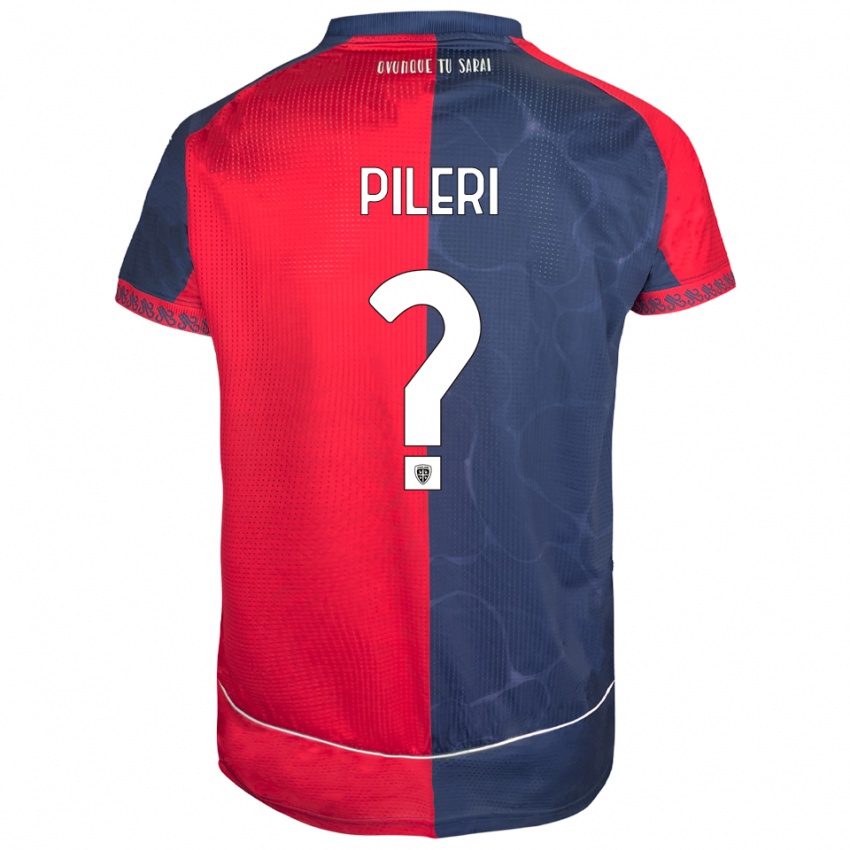 גברים Matteo Pileri #0 אדום נייבי ג'רזי ביתית 2025/26 חולצה קצרה