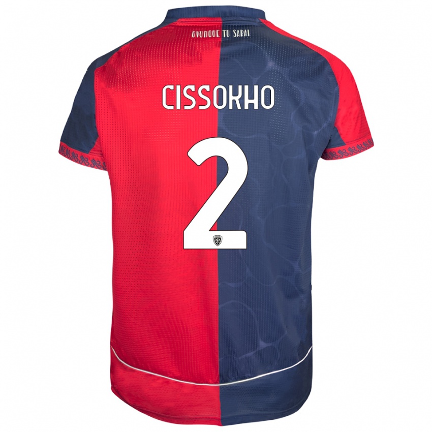 גברים Moussa Cissokho #2 אדום נייבי ג'רזי ביתית 2025/26 חולצה קצרה