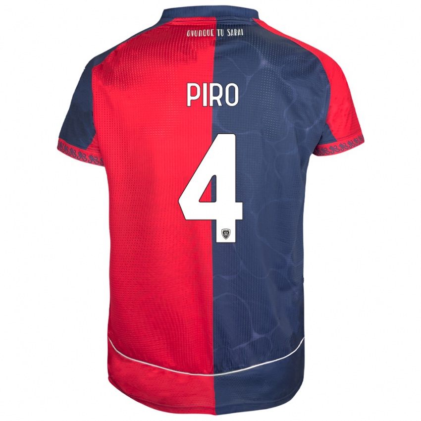גברים Samuele Piro #4 אדום נייבי ג'רזי ביתית 2025/26 חולצה קצרה