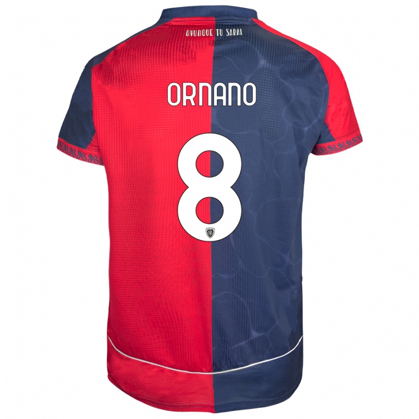 גברים Marco Ornano #8 אדום נייבי ג'רזי ביתית 2025/26 חולצה קצרה