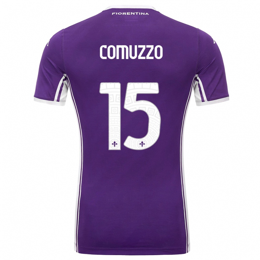 גברים פייטרו קומוצו #15 סגול לבן ג'רזי ביתית 2025/26 חולצה קצרה