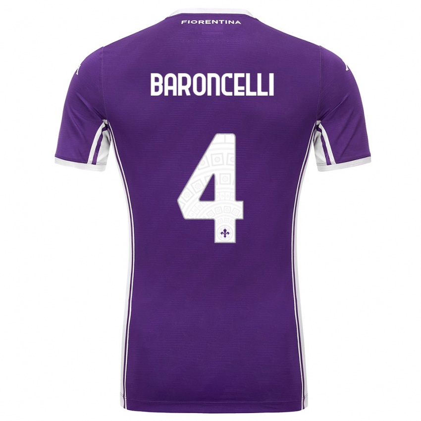 גברים לאונרדו בארונצ'לי #4 סגול לבן ג'רזי ביתית 2025/26 חולצה קצרה