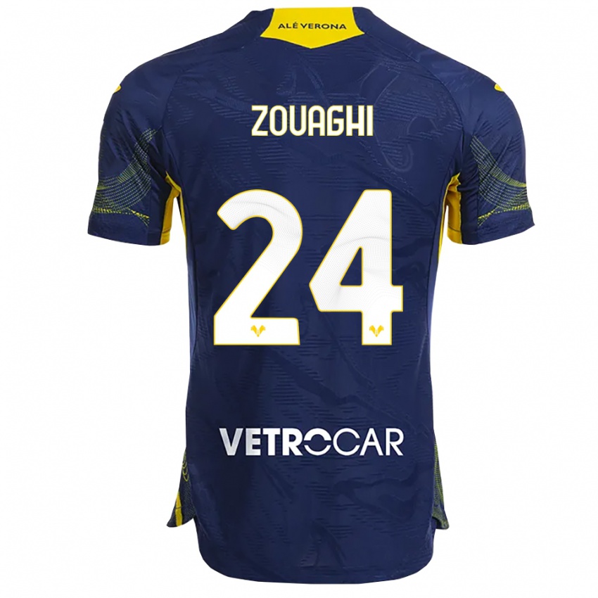 גברים Thomas Zouaghi #24 נייבי צהוב ג'רזי ביתית 2025/26 חולצה קצרה