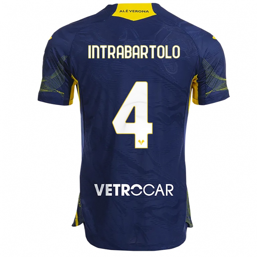 גברים Denis Intrabartolo #4 נייבי צהוב ג'רזי ביתית 2025/26 חולצה קצרה