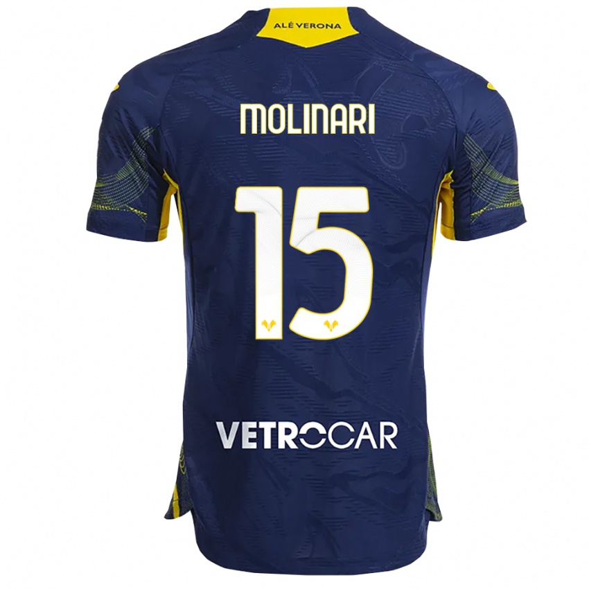 גברים Gabriele Molinari #15 נייבי צהוב ג'רזי ביתית 2025/26 חולצה קצרה