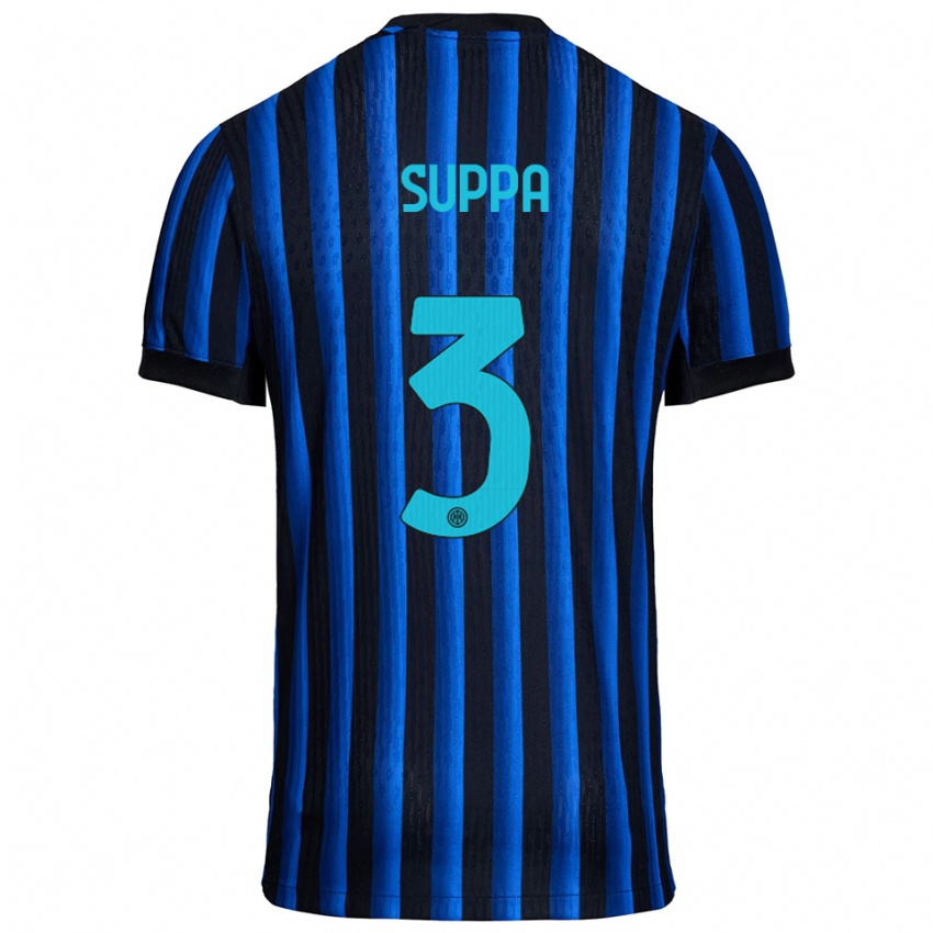 גברים Simone Suppa #3 שחור כחול ג'רזי ביתית 2025/26 חולצה קצרה