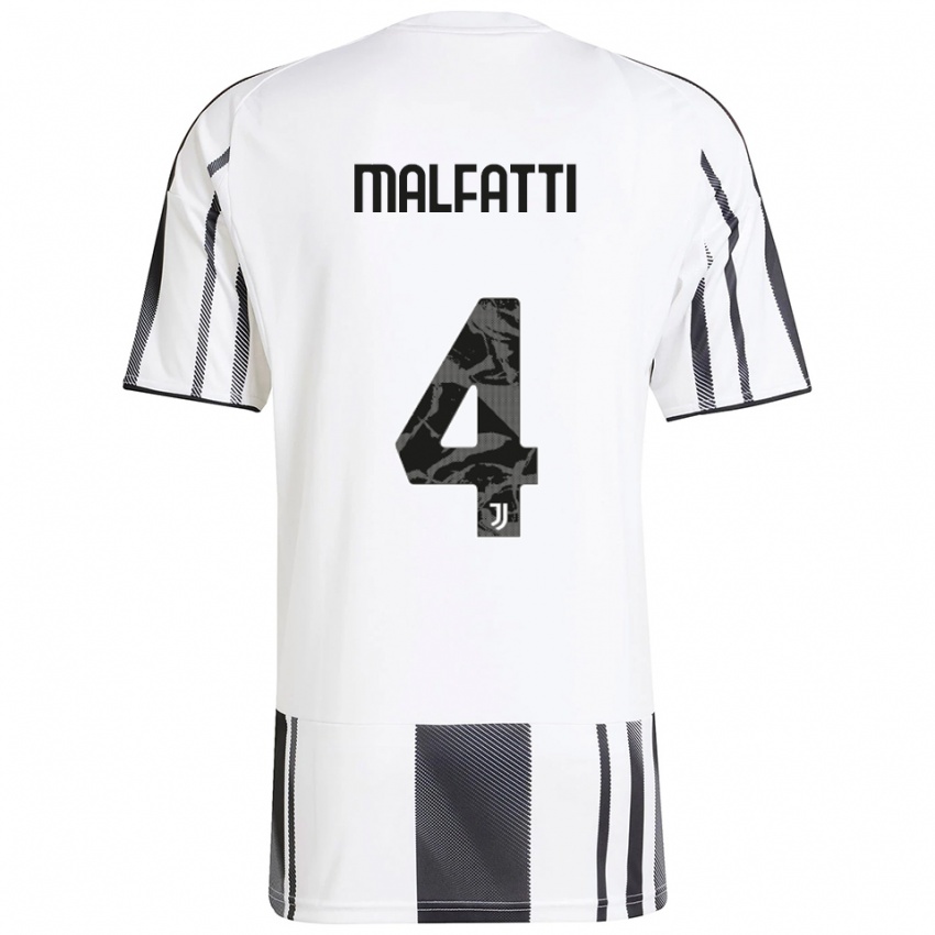 גברים טיאגו מלפתי #4 לבן שחור ג'רזי ביתית 2025/26 חולצה קצרה