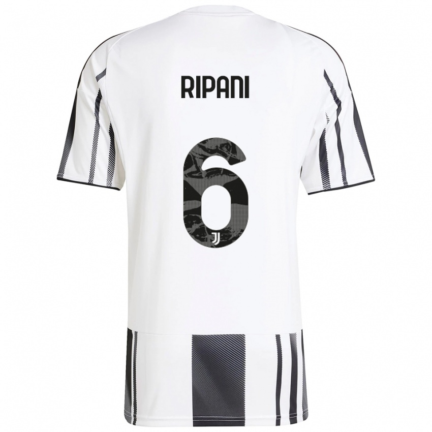 גברים דייגו ריפאני #6 לבן שחור ג'רזי ביתית 2025/26 חולצה קצרה