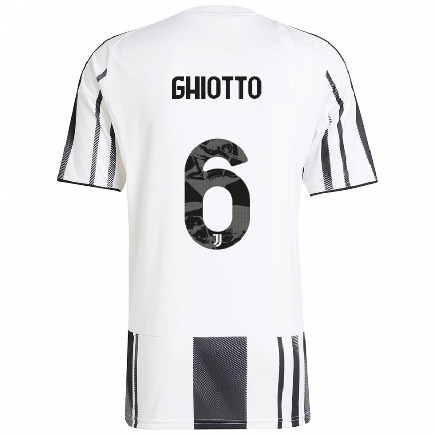 גברים Alessandro Ghiotto #6 לבן שחור ג'רזי ביתית 2025/26 חולצה קצרה