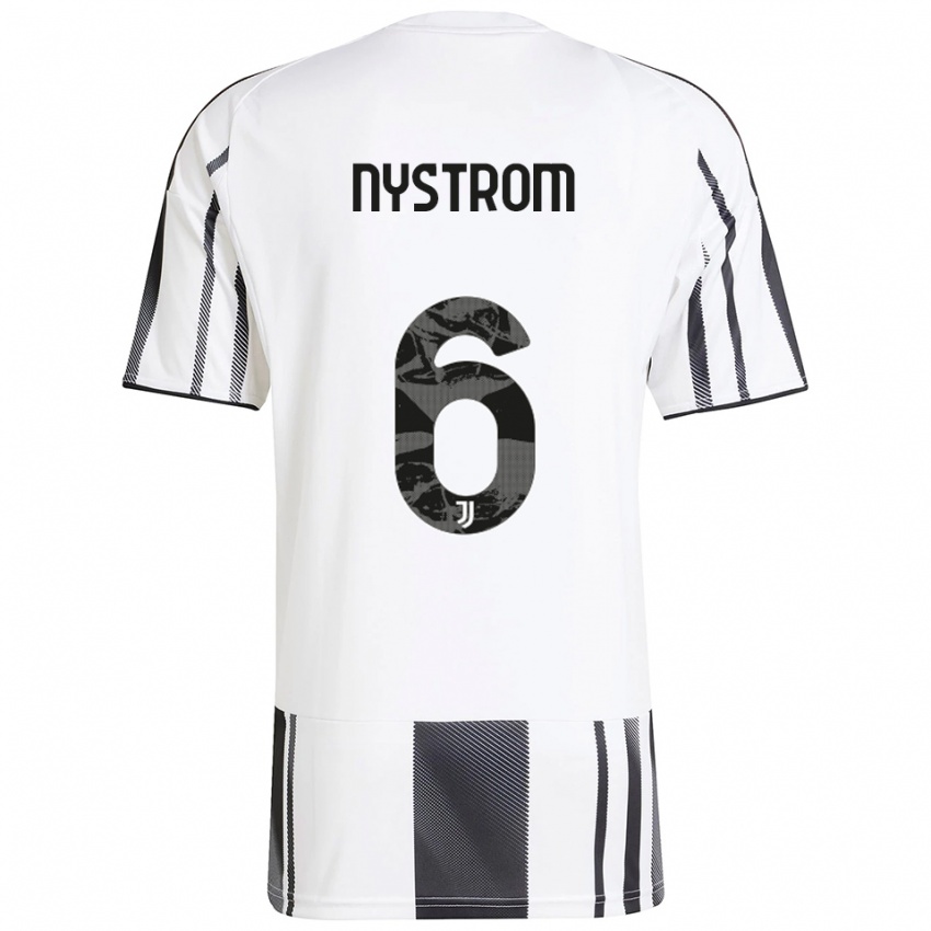 גברים פוליינה ניסטרום #6 לבן שחור ג'רזי ביתית 2025/26 חולצה קצרה