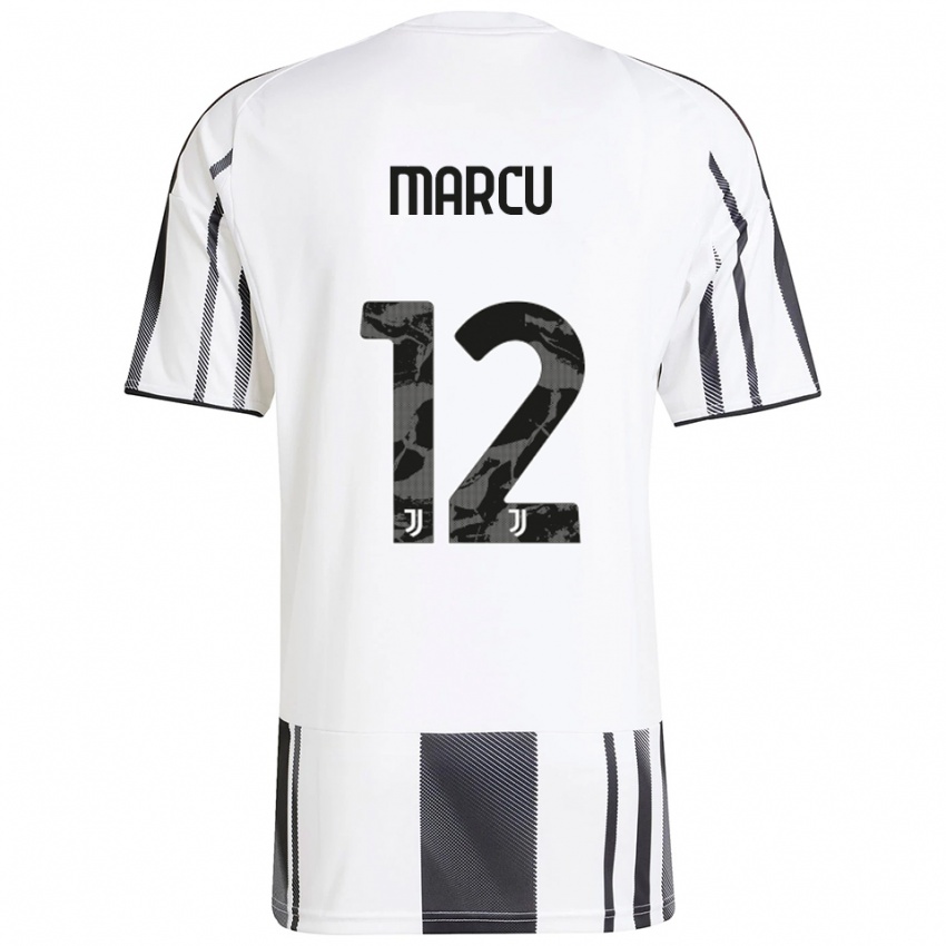 גברים Alessio Marcu #12 לבן שחור ג'רזי ביתית 2025/26 חולצה קצרה