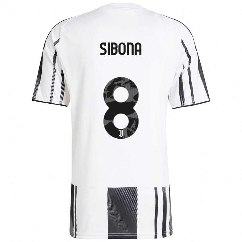 גברים טומאסו סיבונה #8 לבן שחור ג'רזי ביתית 2025/26 חולצה קצרה