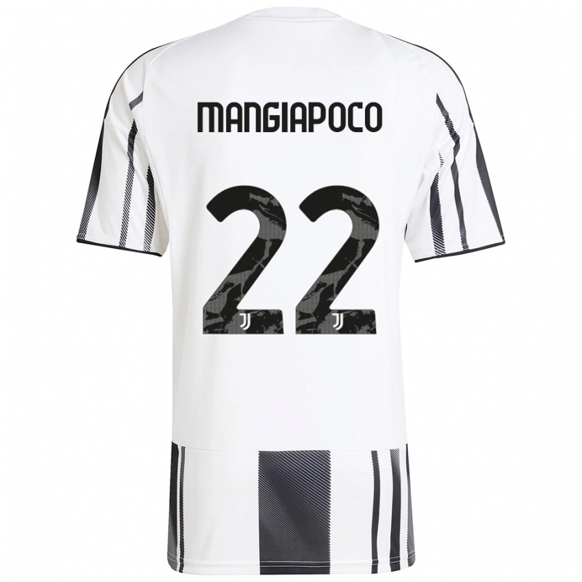 גברים Stefano Mangiapoco #22 לבן שחור ג'רזי ביתית 2025/26 חולצה קצרה