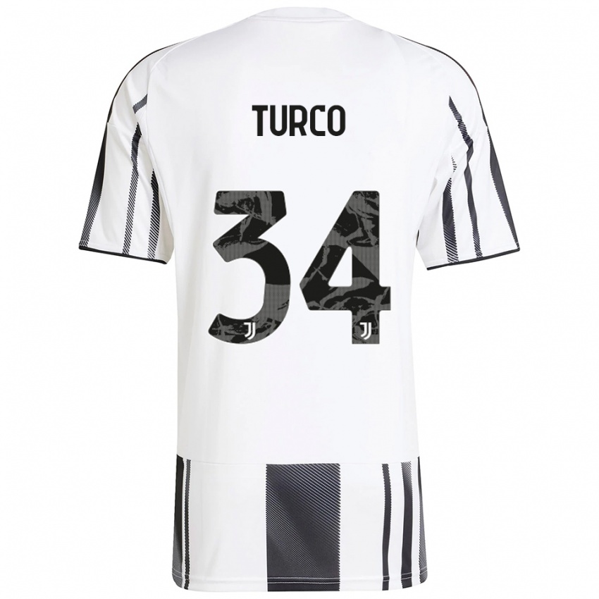 גברים סטפנו טורקו #34 לבן שחור ג'רזי ביתית 2025/26 חולצה קצרה
